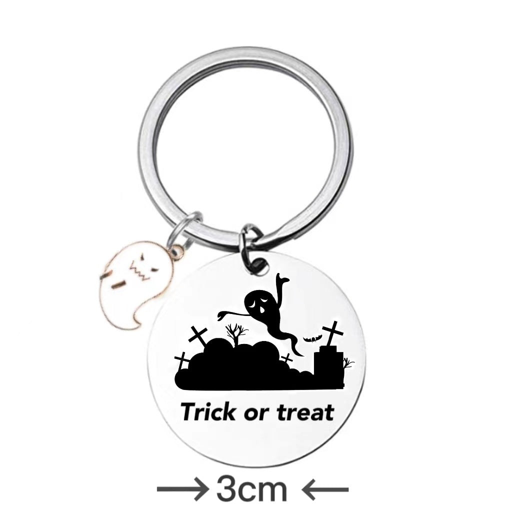 Wholesale Halloween Pumpkin Spooky Skeleton Man Stainless Steel Keychain
